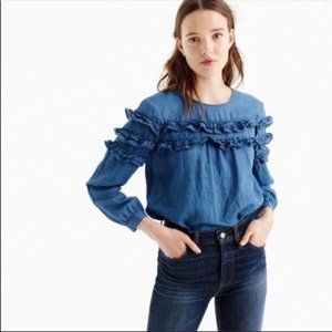 J. crew chambray ruffle blouse